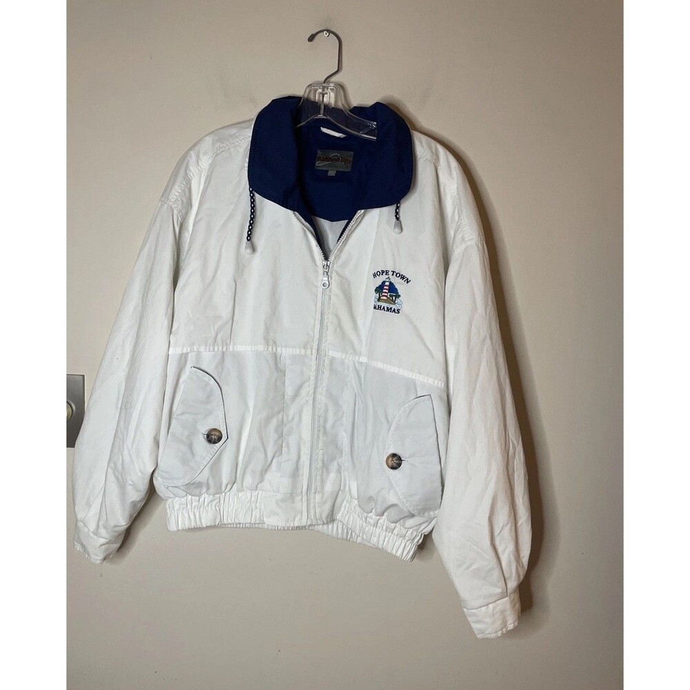 Vintage Hope Town Bahamas Windbreaker Sailing Men’s M White Navy